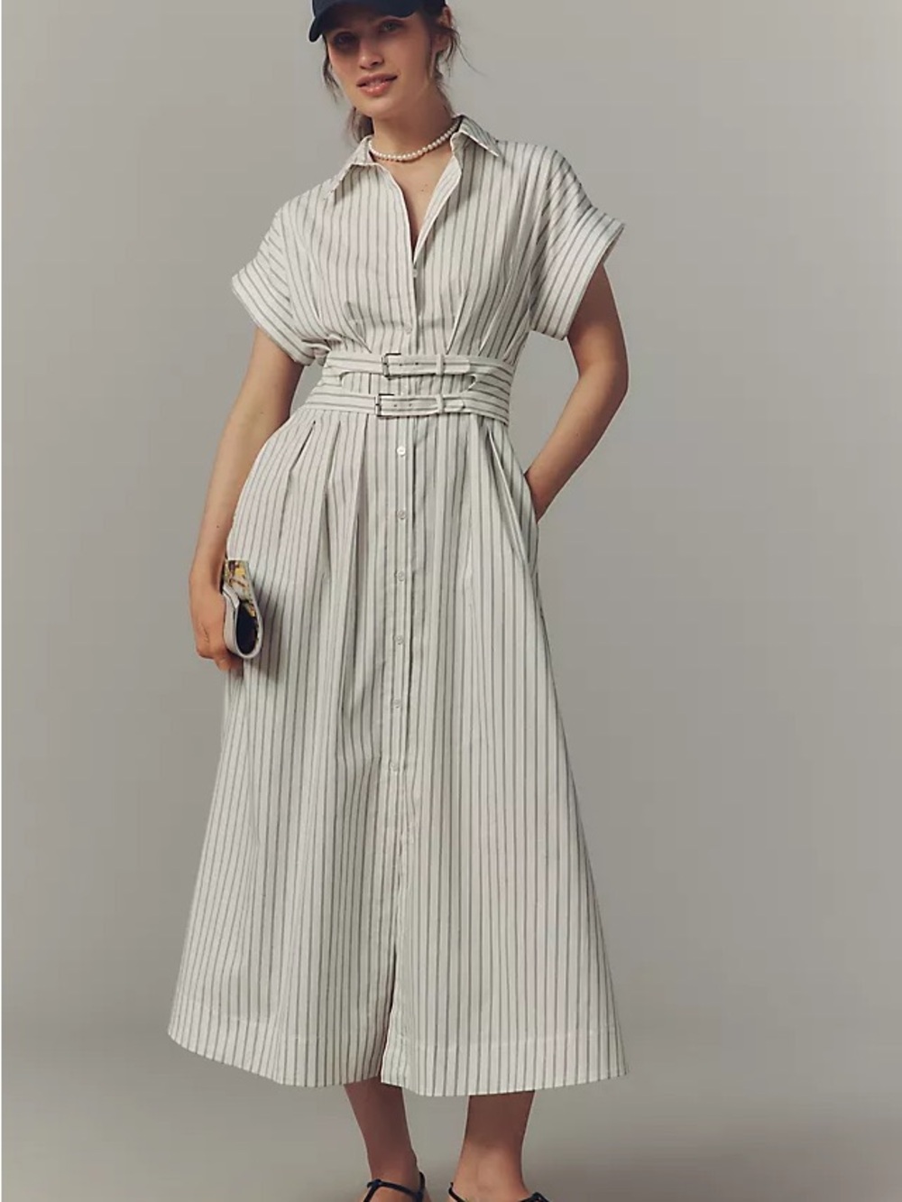 Tobie Double Buckle Shirt Dress by Exquise for Anthropologie